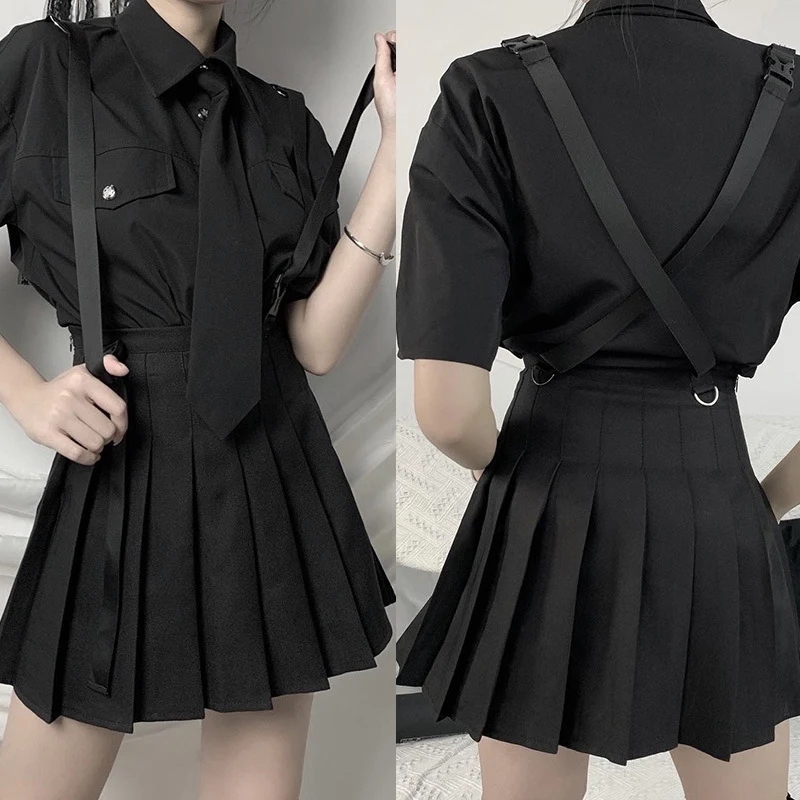 Kili Solid Black Pleated Streetwear Gothic High Waist Mini Women Skirts Harajuku Grunge Strap Skirt
Kili Solid Black Pleated Streetwear Gothic High Waist Mini Women Skirts Harajuku Grunge Strap Skirt