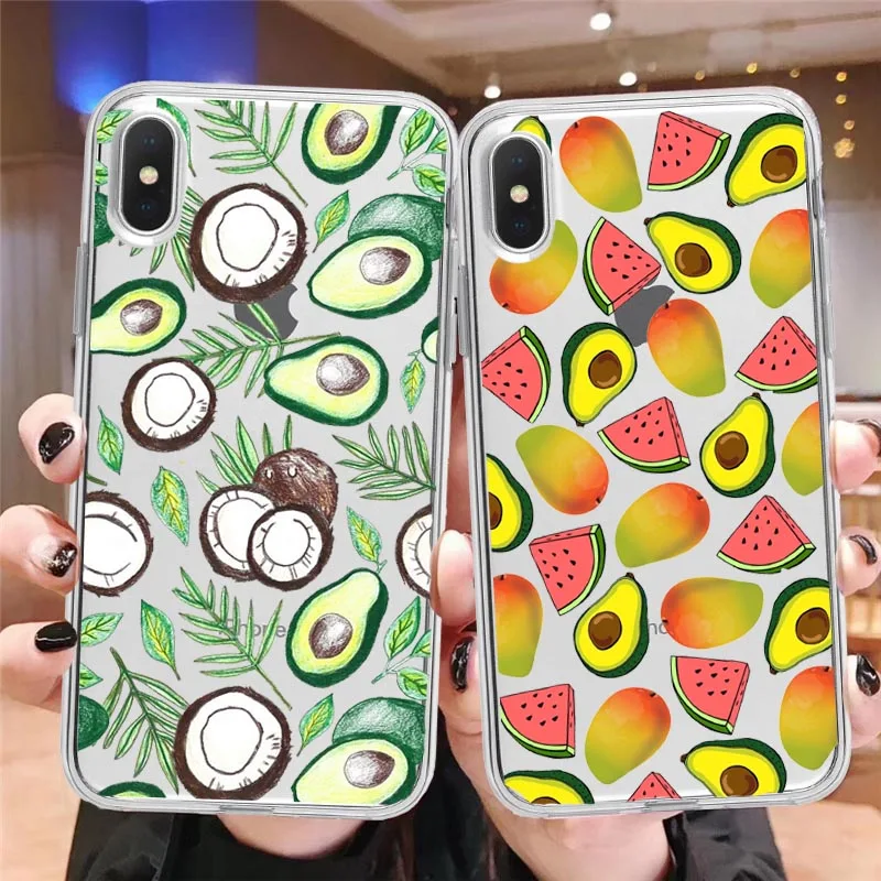 Чехол для телефона iphone XR X Xs max SE 5 6s 7 8 Plus фрукты авокадо мягкий точный с отверстием