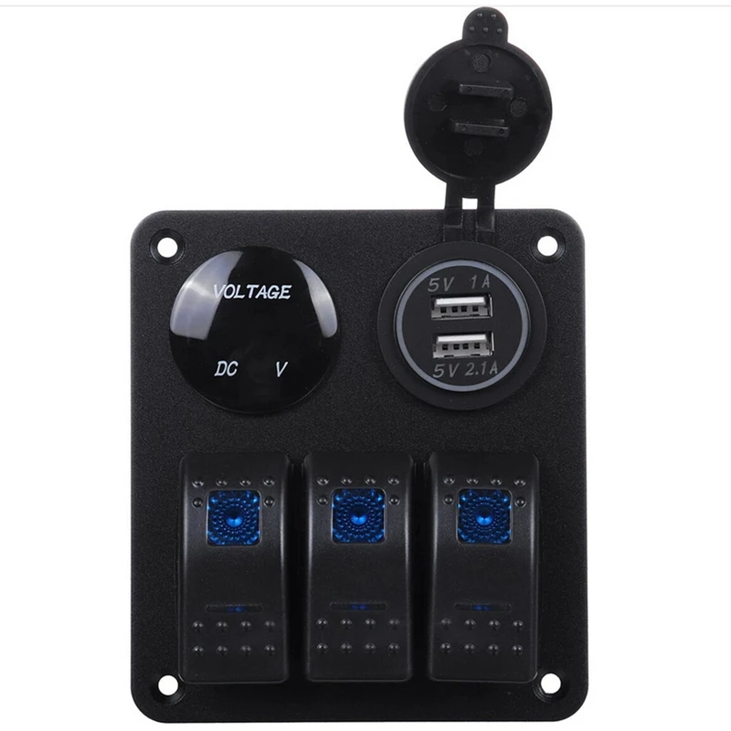 Boat Car RV LED 3 Gang Rocker Toggle Switch Control Panel 12V with 3.1A Dual USB Charger & Digital Display Voltmeter
Boat Car RV LED 3 Gang Rocker Toggle Switch Control Panel 12V with 3.1A Dual USB Charger & Digital Display Voltmeter