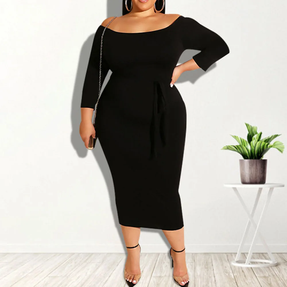 Women's New Plus Size Dress Casual Fashion Simple Commuter Style Long-sleeved One-word Collar Solid Color Waist Bag Hip Slim
Women's New Plus Size Dress Casual Fashion Simple Commuter Style Long-sleeved One-word Collar Solid Color Waist Bag Hip Slim