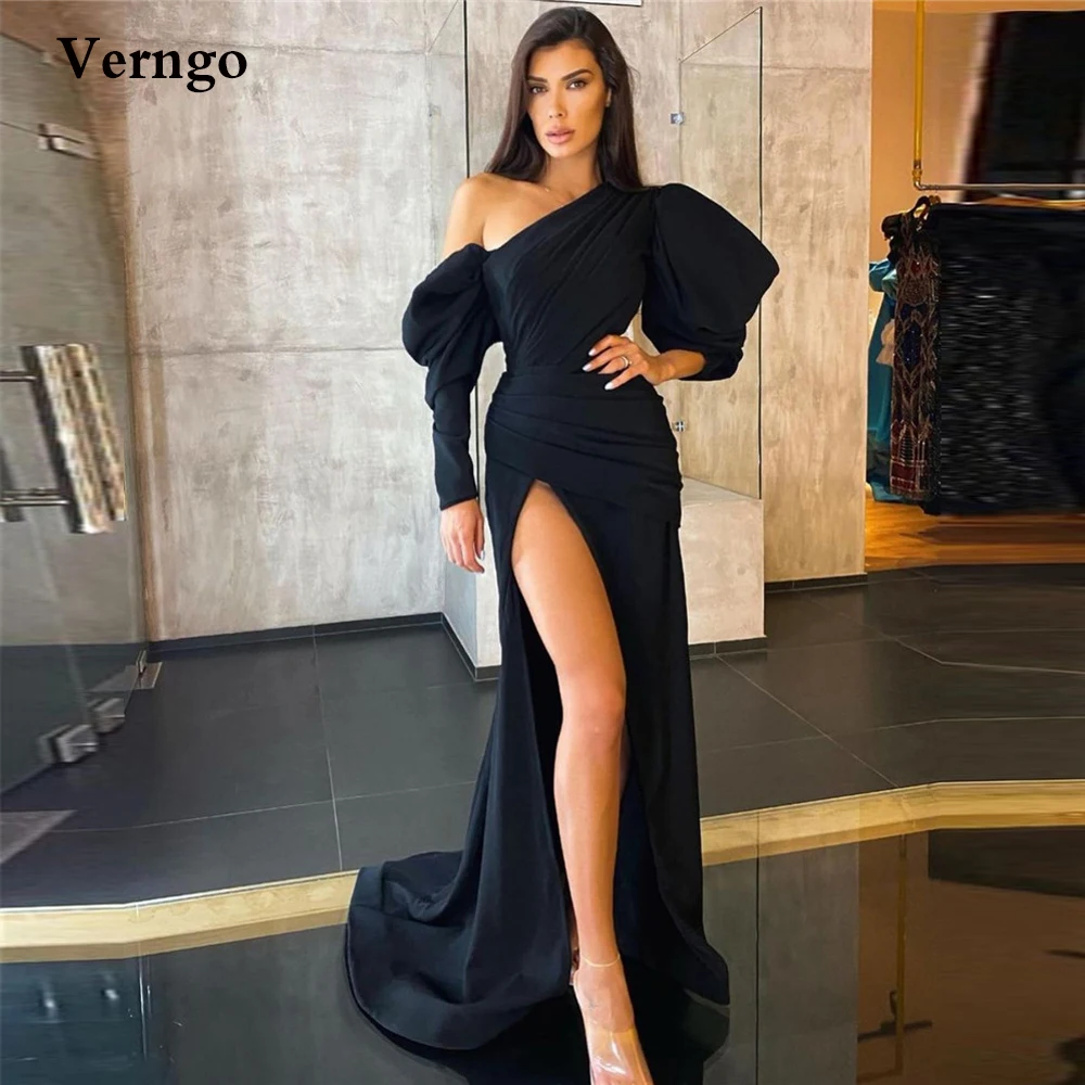 Verngo Modern Black/White Elastic Satin Mermaid Evening Dresses Puff Long Sleeves High Side Slit Simple White Prom Dress
Verngo Modern Black/White Elastic Satin Mermaid Evening Dresses Puff Long Sleeves High Side Slit Simple White Prom Dress