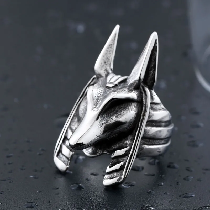 Punk New Trendy Egyptian Guardian Anubis Head Ring Men's Ring Metal Animal Head Ring Accessories Party Jewelry Accessories
Punk New Trendy Egyptian Guardian Anubis Head Ring Men's Ring Metal Animal Head Ring Accessories Party Jewelry Accessories
