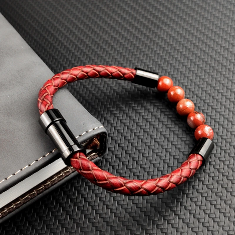 MingAo New Men's Vintage Red Charm Red Natural Stone Stainless Steel Bracelet Woven Leather Bracelet Men and Women Gift jewelry
MingAo New Men's Vintage Red Charm Red Natural Stone Stainless Steel Bracelet Woven Leather Bracelet Men and Women Gift jewelry