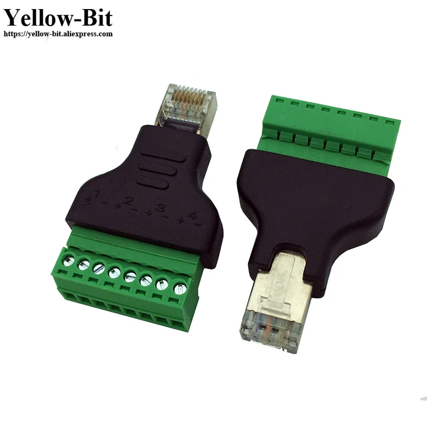 RJ45 Ethernet штекер до 8 Pin AV терминал винт адаптер Блок преобразователя CCTV|Коннекторы