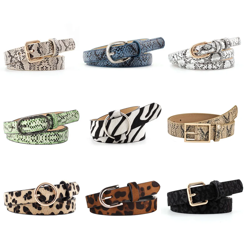 Female Leopard Belt Snake Skin Zebra Print Thin Horsehair Waistband PU Leather Gold Ring Heart Pin Metal Buckle Ladies Belts
Female Leopard Belt Snake Skin Zebra Print Thin Horsehair Waistband PU Leather Gold Ring Heart Pin Metal Buckle Ladies Belts