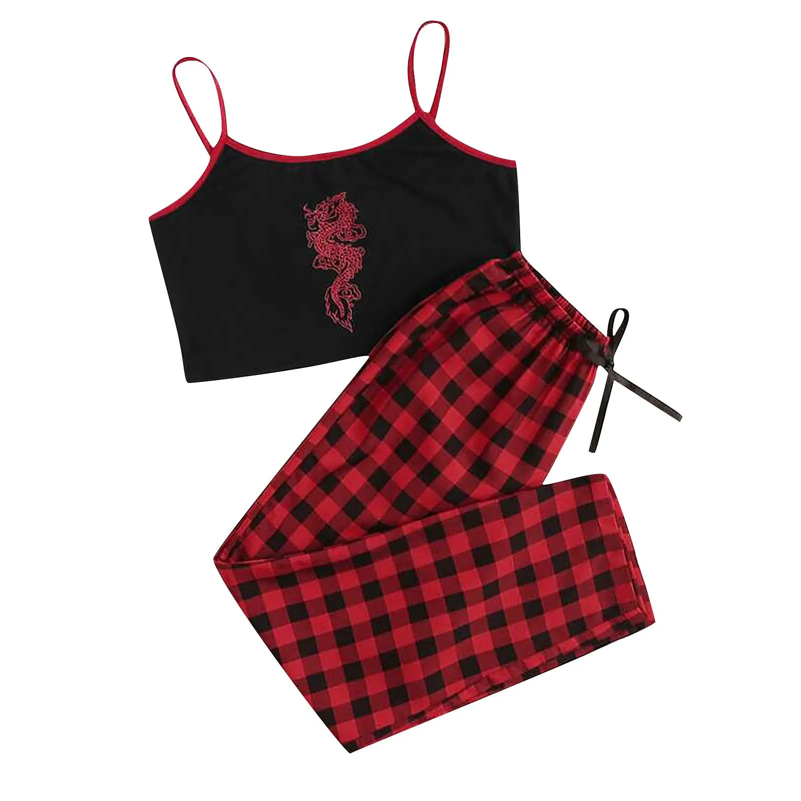 Ladies Sling Print Plaid Pajama Set Fashion Sexy Printed Pajamas Ladies Temptation Print Plaid Sexy Pajama Set pijamas Q6
Ladies Sling Print Plaid Pajama Set Fashion Sexy Printed Pajamas Ladies Temptation Print Plaid Sexy Pajama Set pijamas Q6