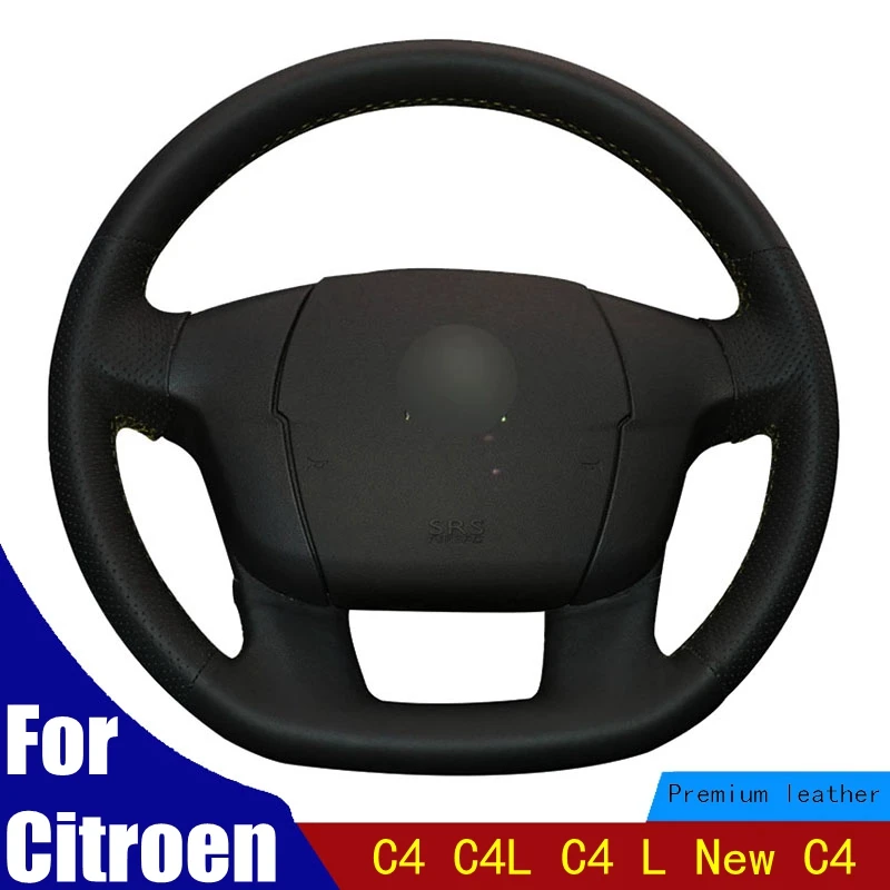 DIY Hand-stitched Car Steering Wheel Cover Black PU Artificial leather For Citroen C4 C4L C4 L New C4
DIY Hand-stitched Car Steering Wheel Cover Black PU Artificial leather For Citroen C4 C4L C4 L New C4