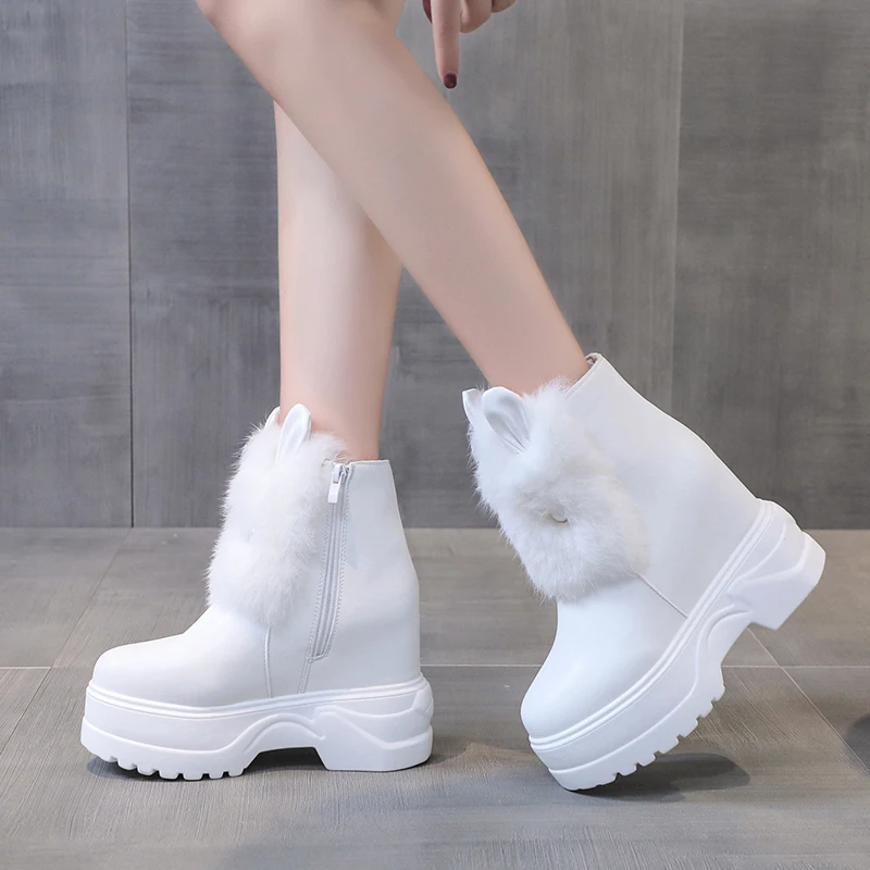 Hidden Wedge Women High Heel Boots Fashion Furry Rabbit Winter Women Shoes Platform Warm Fur Shoes Woman Ankle White Snow Boots
Hidden Wedge Women High Heel Boots Fashion Furry Rabbit Winter Women Shoes Platform Warm Fur Shoes Woman Ankle White Snow Boots