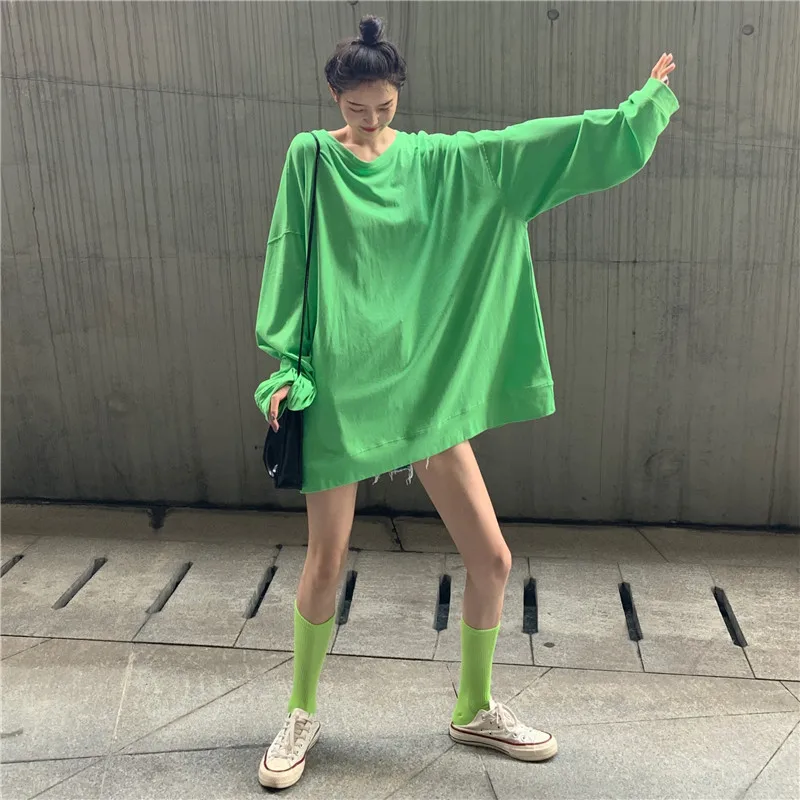 Mid-length Solid Color Loose Woman Tshirts Korean Version Thin Early Autumn Casual All-match Long Sleeve Womens Tops Tees
Mid-length Solid Color Loose Woman Tshirts Korean Version Thin Early Autumn Casual All-match Long Sleeve Womens Tops Tees