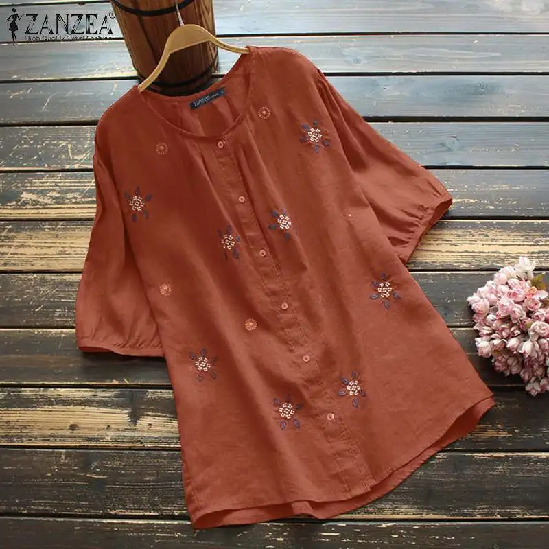 Vintage Short Sleeve Floral Shirt ZANZEA Summer Embroidery Blouse Women Casual O Neck Buttons Loose Blusas Female Tunic Tops
Vintage Short Sleeve Floral Shirt ZANZEA Summer Embroidery Blouse Women Casual O Neck Buttons Loose Blusas Female Tunic Tops