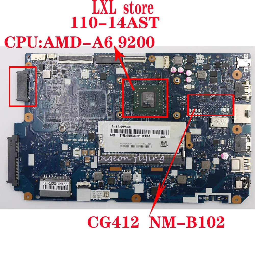 Новый 80TQ для lenovo ideapad 110 14 AST Материнская плата ноутбука NM B102 Процессор: A6 9200 DDR4 2133MHZ