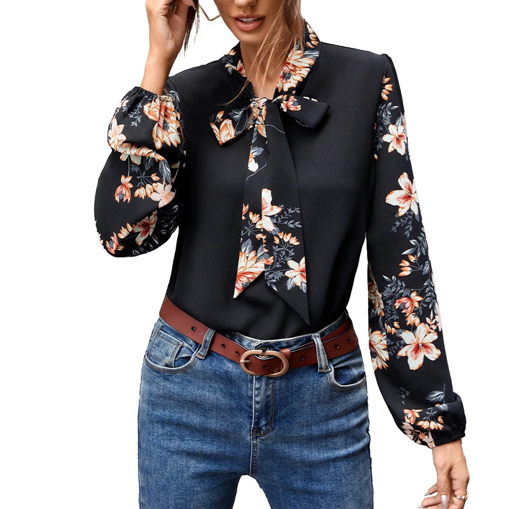 Women Classic Bow Spring Autumn Floral Print Round Neck Pullover Blouse Long Sleeve Elegant Patchwork Fashion Ladies Streetwear
Women Classic Bow Spring Autumn Floral Print Round Neck Pullover Blouse Long Sleeve Elegant Patchwork Fashion Ladies Streetwear
