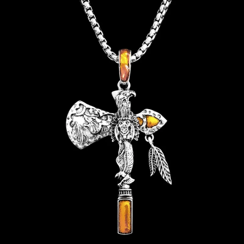 Punkboy Nordic Retro Men's Viking Celtic Scandinavian Rune Axe Oidn's Anchor Cross Eagle Wolf Indian People Pendant Necklace
Punkboy Nordic Retro Men's Viking Celtic Scandinavian Rune Axe Oidn's Anchor Cross Eagle Wolf Indian People Pendant Necklace
