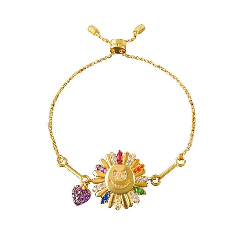 S925 Sterling Silver Summer New Rainbow Daisy Bracelet Women's Fashion Colorful Smile Smiley Heart Bracelet Personalized Jewelry 
S925 Sterling Silver Summer New Rainbow Daisy Bracelet Women's Fashion Colorful Smile Smiley Heart Bracelet Personalized Jewelry