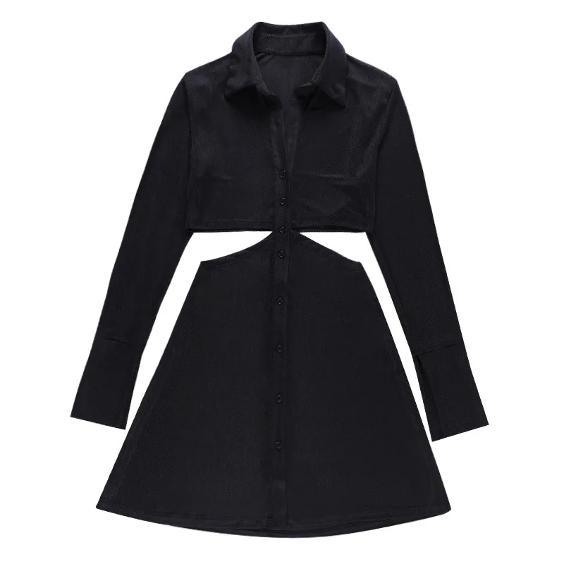 Polo Neck dress Women Casual Long Sleeve A-Line Knee-Length Dress Female Summer Turn-down Collar Shirt Hellow Out Dresses B48
Polo Neck dress Women Casual Long Sleeve A-Line Knee-Length Dress Female Summer Turn-down Collar Shirt Hellow Out Dresses B48