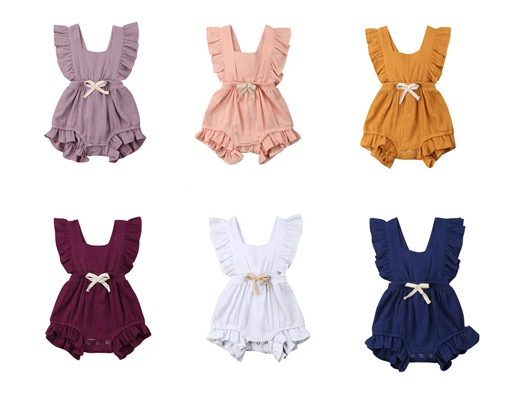 New Arrivels Baby Girls Ruffle One-Pieces Clothes Summer Newborn Kids Sleeveless Romper Jumpsuit Outfits Sunsuit 
New Arrivels Baby Girls Ruffle One-Pieces Clothes Summer Newborn Kids Sleeveless Romper Jumpsuit Outfits Sunsuit