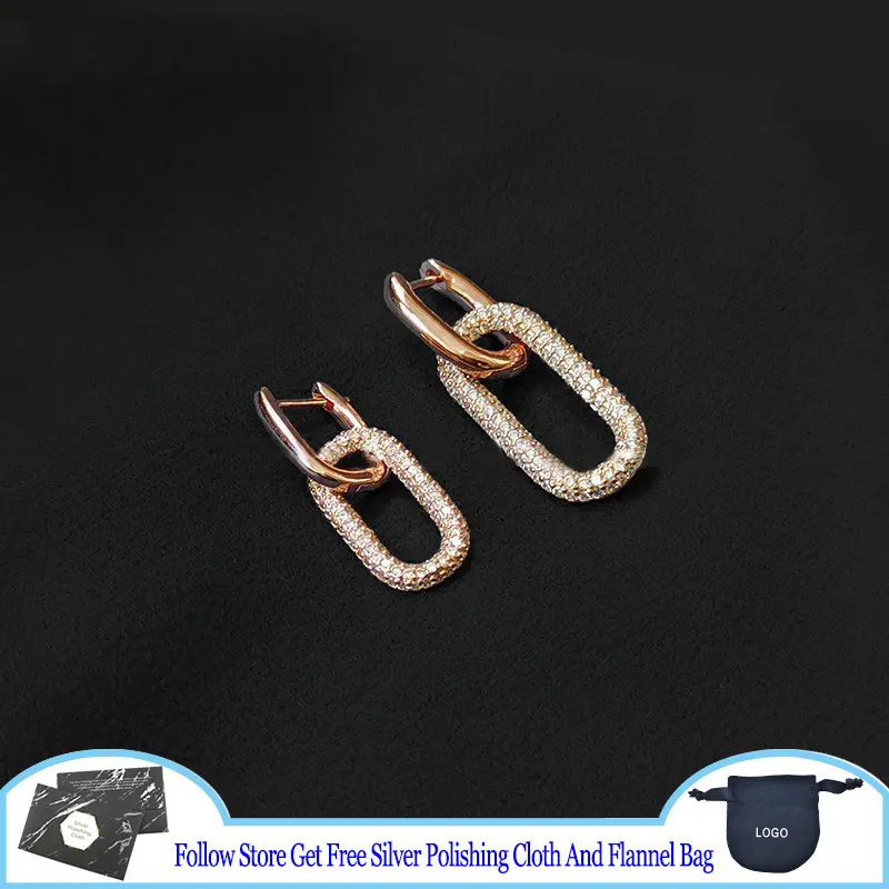 S925 Sterling Silver Earrings Interlocking ENCHAINEE Single Large And Small White Chain Earrings Fashion Trendy Jewelry Luxury
S925 Sterling Silver Earrings Interlocking ENCHAINEE Single Large And Small White Chain Earrings Fashion Trendy Jewelry Luxury