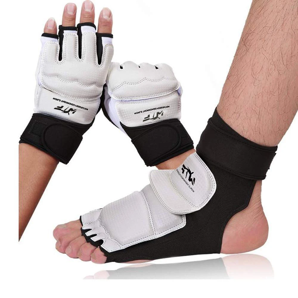 

Hot Sale Taekwondo WTF Palm Protector Ankle Protector Guard Gear Karate Boxing Judo Martial Arts Gloves Foot Protector Adult Kid