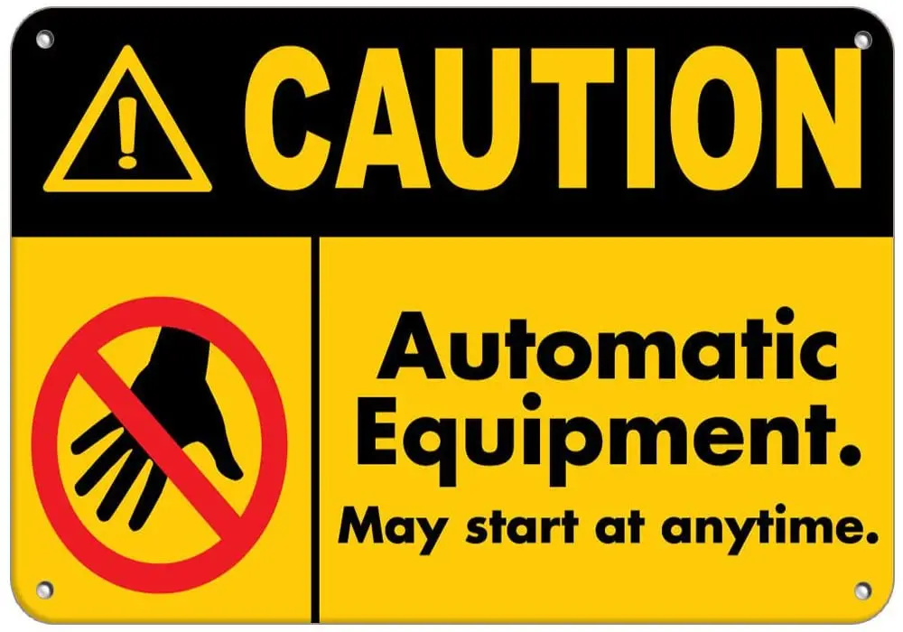 Caution Automatic Equipment May Start at Anytime Label Vinyl Decal Sticker Kit OSHA Safety Label Compliance Signs 8"
Caution Automatic Equipment May Start at Anytime Label Vinyl Decal Sticker Kit OSHA Safety Label Compliance Signs 8"