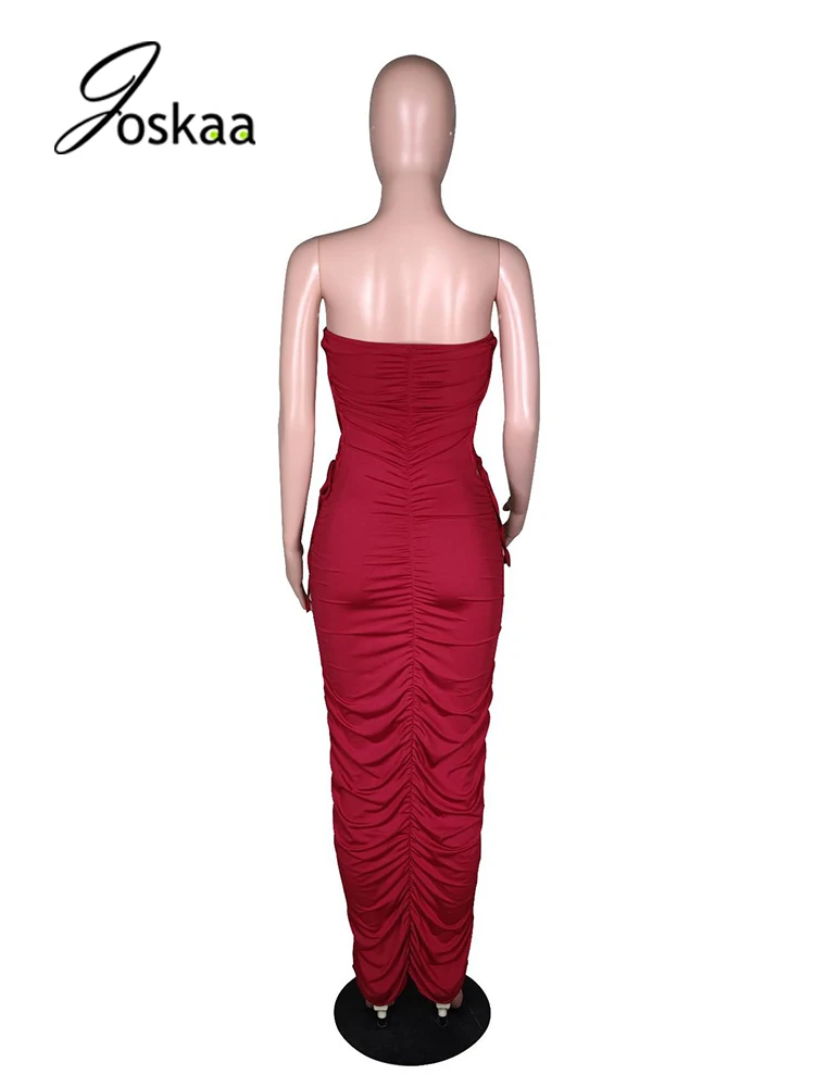 Joskaa Ruched Strapless Strench Robe Maxi Dress For Women Summer Party Slim Hips Bandage Elastic Elegant Evening Prom Outwear
Joskaa Ruched Strapless Strench Robe Maxi Dress For Women Summer Party Slim Hips Bandage Elastic Elegant Evening Prom Outwear