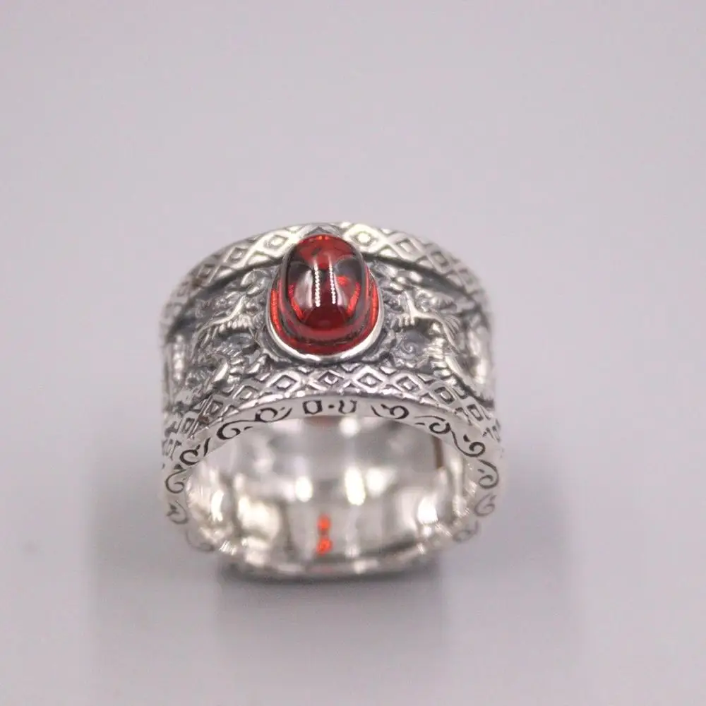 Pure 925 Sterling Silver And Garnet Ring Width 14mm Two Dragons Chase Ball US Size 8-12 For Man
Pure 925 Sterling Silver And Garnet Ring Width 14mm Two Dragons Chase Ball US Size 8-12 For Man