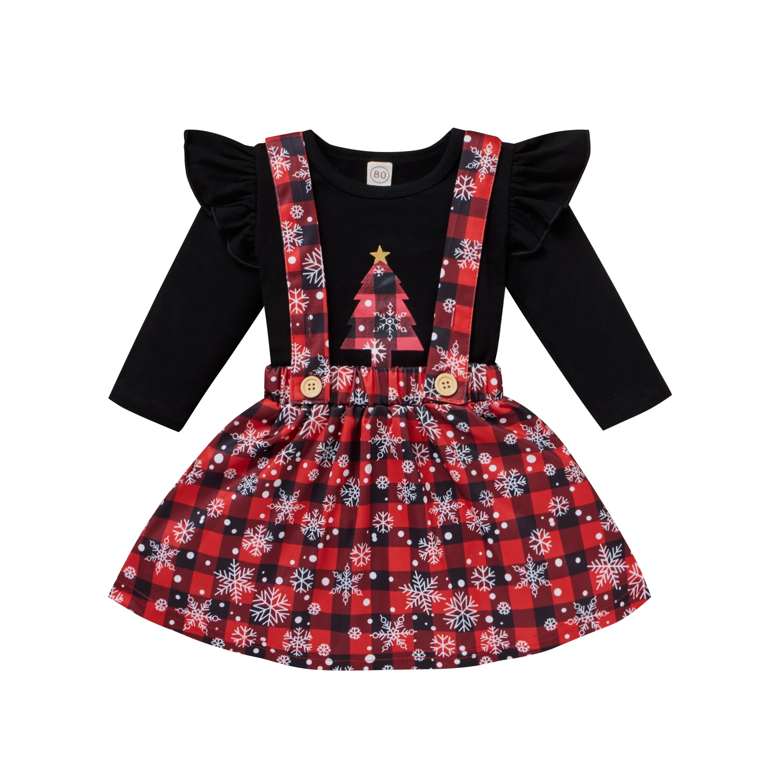 Infant Kids Baby Girl’s Outfits Two Piece Suit Fashion Christmas Print Long Sleeve Tops and Suspender Skirt
Infant Kids Baby Girl’s Outfits Two Piece Suit Fashion Christmas Print Long Sleeve Tops and Suspender Skirt