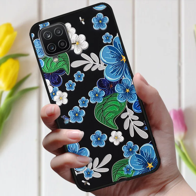 3D чехол с тисненым цветком для Samsung M32 милый рельефный Galaxy A22 4G Φ A 22 M12 телефона A12 |
