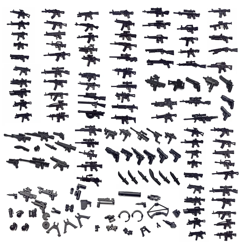 MOC военные строительные блоки игрушки WW2 армейские контейнерные пистолеты