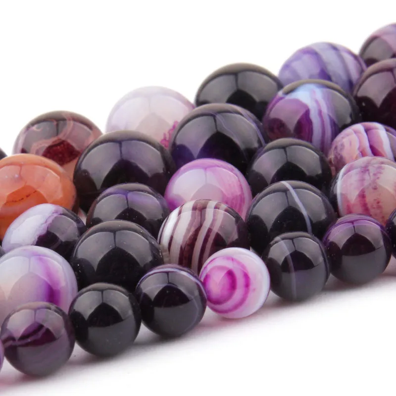 Natural Stripe Agates Smooth Purple Round Bead Ball 6/8/10/12mm Stone Beads For DIY Necklace Bracelets Jewelry Making Strand 15"
Natural Stripe Agates Smooth Purple Round Bead Ball 6/8/10/12mm Stone Beads For DIY Necklace Bracelets Jewelry Making Strand 15"