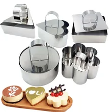 Stainless Steel Cake Ring Mousse Cake Mold Onigiri Sushi Tool with Push Plate Non-Stick Rice Ball Mold Sushi Maker Cake Tool
