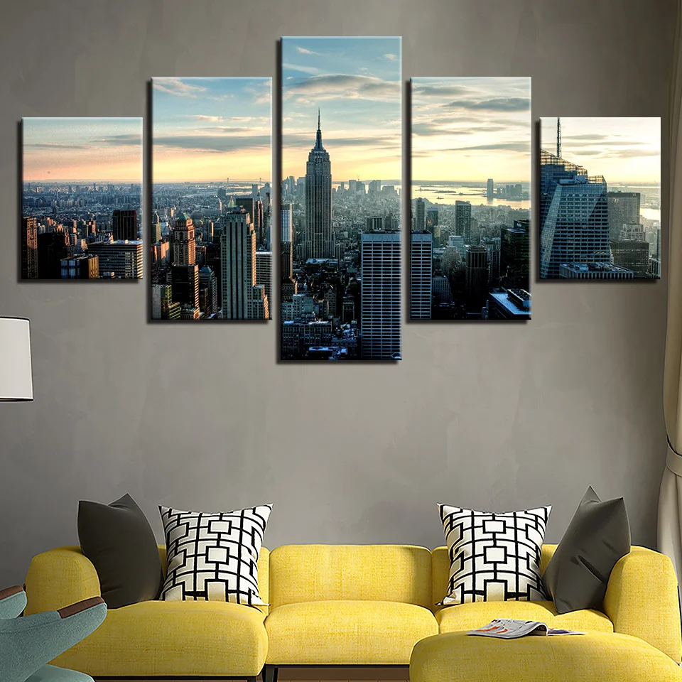 Wall Art Framework Home Decor 5 Pieces Canvas Pictures Living Room New York City Building Landscape Paintings HD Prints Posters
Wall Art Framework Home Decor 5 Pieces Canvas Pictures Living Room New York City Building Landscape Paintings HD Prints Posters
