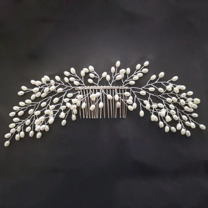 Wedding Elegant Crystal Bride Hair Comb Headwear Flashing Ornaments Rhinestone Pearl Bridal Clip Accessories Jewelry | Украшения и