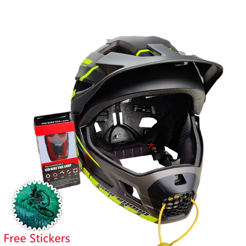 

Profession MTB Full Face Child Bike Balance Sport Bicycle Helmet With Tail Light Fully casco bicicleta Detachable All-terrain