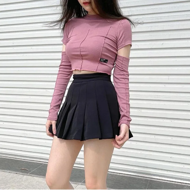 Summer new women's split letter small label sleeves hollow out long-sleeved T-shirt
Summer new women's split letter small label sleeves hollow out long-sleeved T-shirt