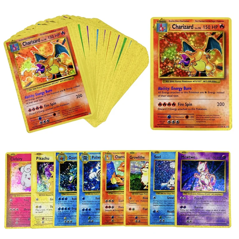 60 шт. Покемон 1996 лет флэш-карта бокс чехол Charizard Pikachu Mewtwo дисплей игра английские