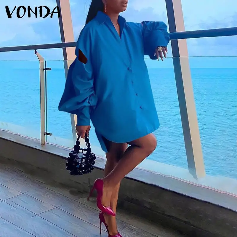 Women Spring Shirt Dress 2022 VONDA Holiday Party Mini Dresses Sexy Lapel Button Down Hollow Out Vestidos Oversized Robe Femme
Women Spring Shirt Dress 2022 VONDA Holiday Party Mini Dresses Sexy Lapel Button Down Hollow Out Vestidos Oversized Robe Femme
