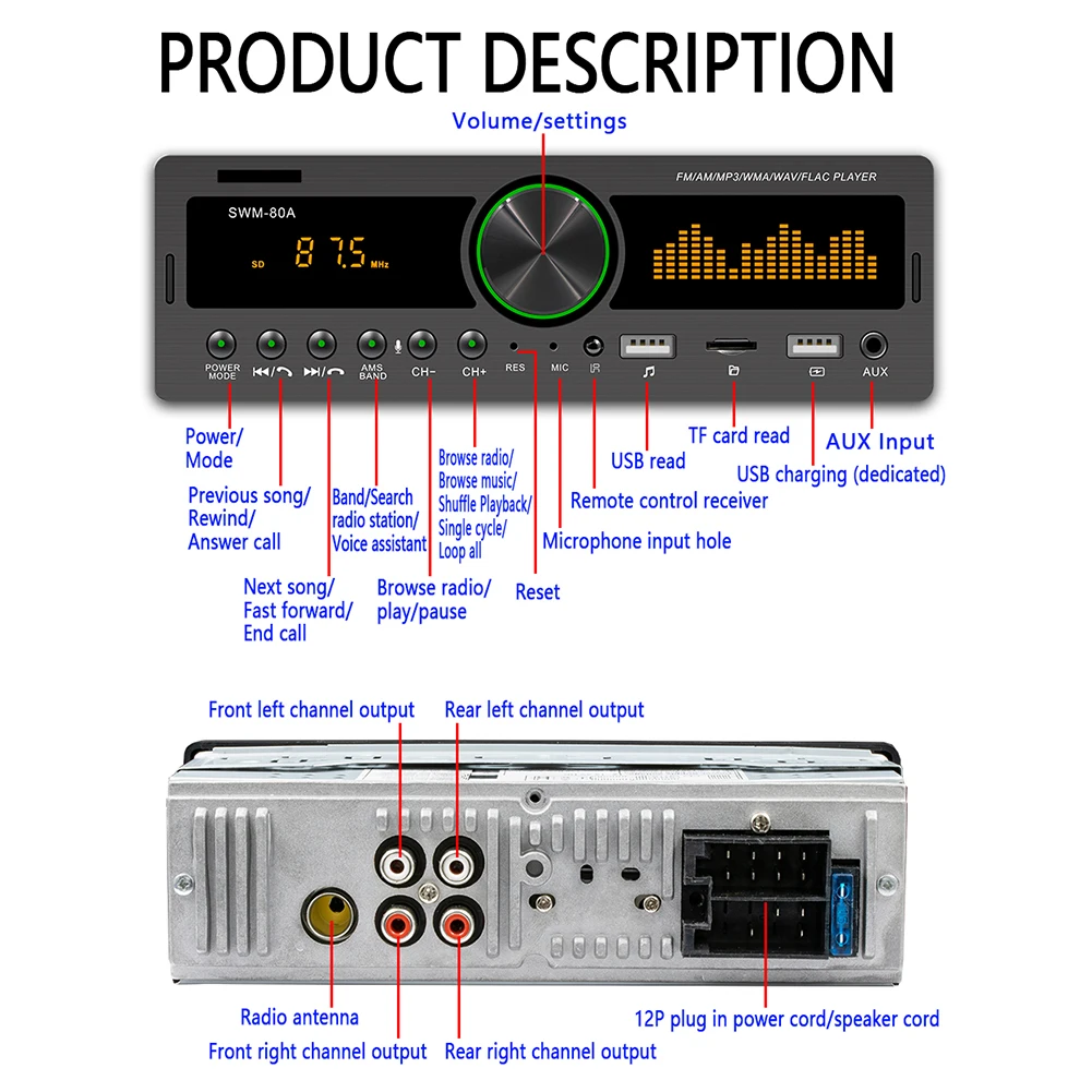 1Din Car Radio Multimedia Handsfree MP3 Player FM AM Audio 12V USB/SD/AUX Input In Dash Locator Auto Stereo Head Unit
1Din Car Radio Multimedia Handsfree MP3 Player FM AM Audio 12V USB/SD/AUX Input In Dash Locator Auto Stereo Head Unit