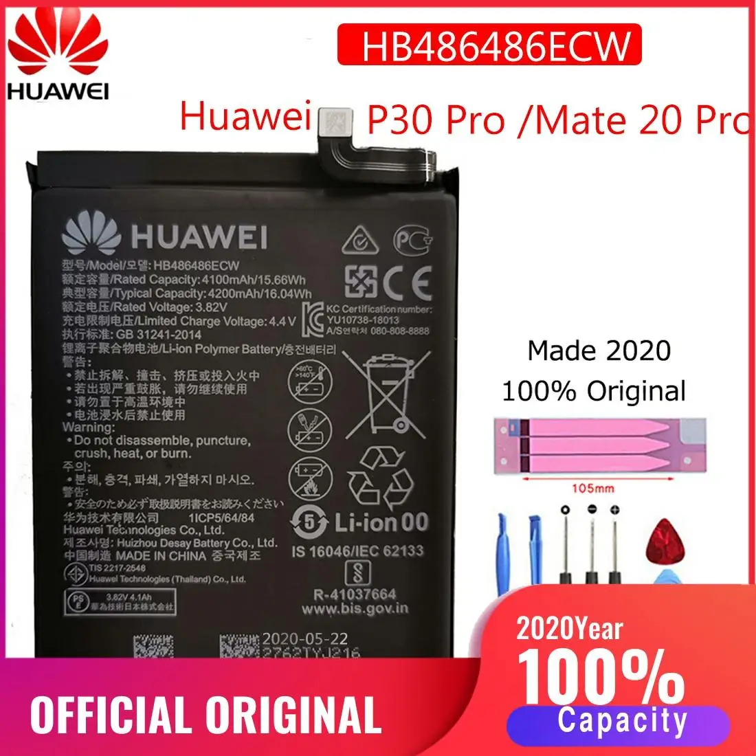 HB486486ECW 100% New Original Phone Battery For Huawei P30 Pro Mate 20 Pro Genuine 4200mah Replacement Batteries Bateria batary
HB486486ECW 100% New Original Phone Battery For Huawei P30 Pro Mate 20 Pro Genuine 4200mah Replacement Batteries Bateria batary