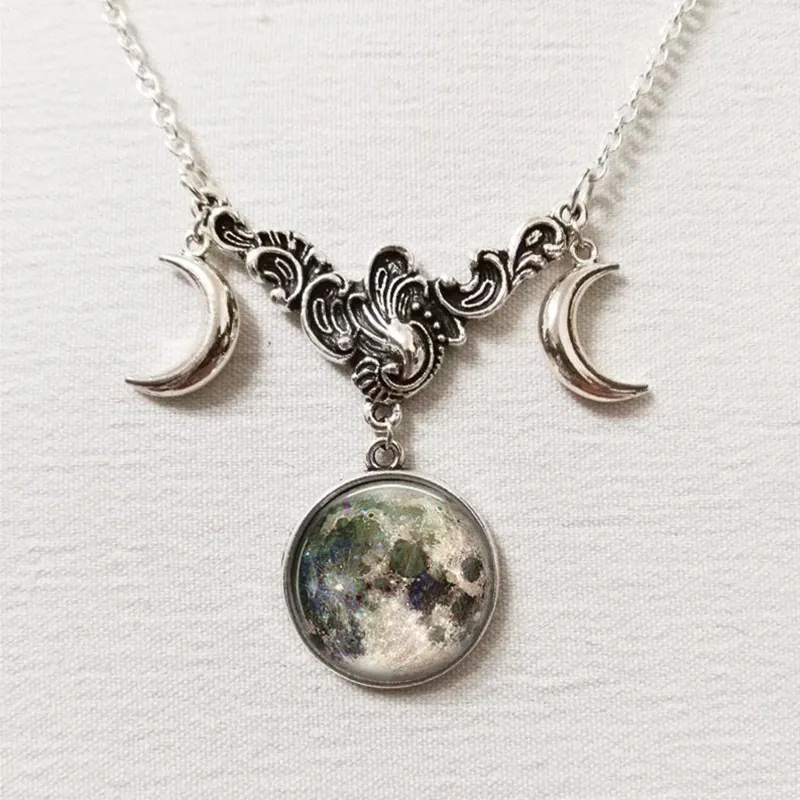Fashion Triple Moon Goddess Witchcraft Symbolic Crescent Crystal Glass Pendant Necklace Handmade Ladies Jewelry Gift 
Fashion Triple Moon Goddess Witchcraft Symbolic Crescent Crystal Glass Pendant Necklace Handmade Ladies Jewelry Gift