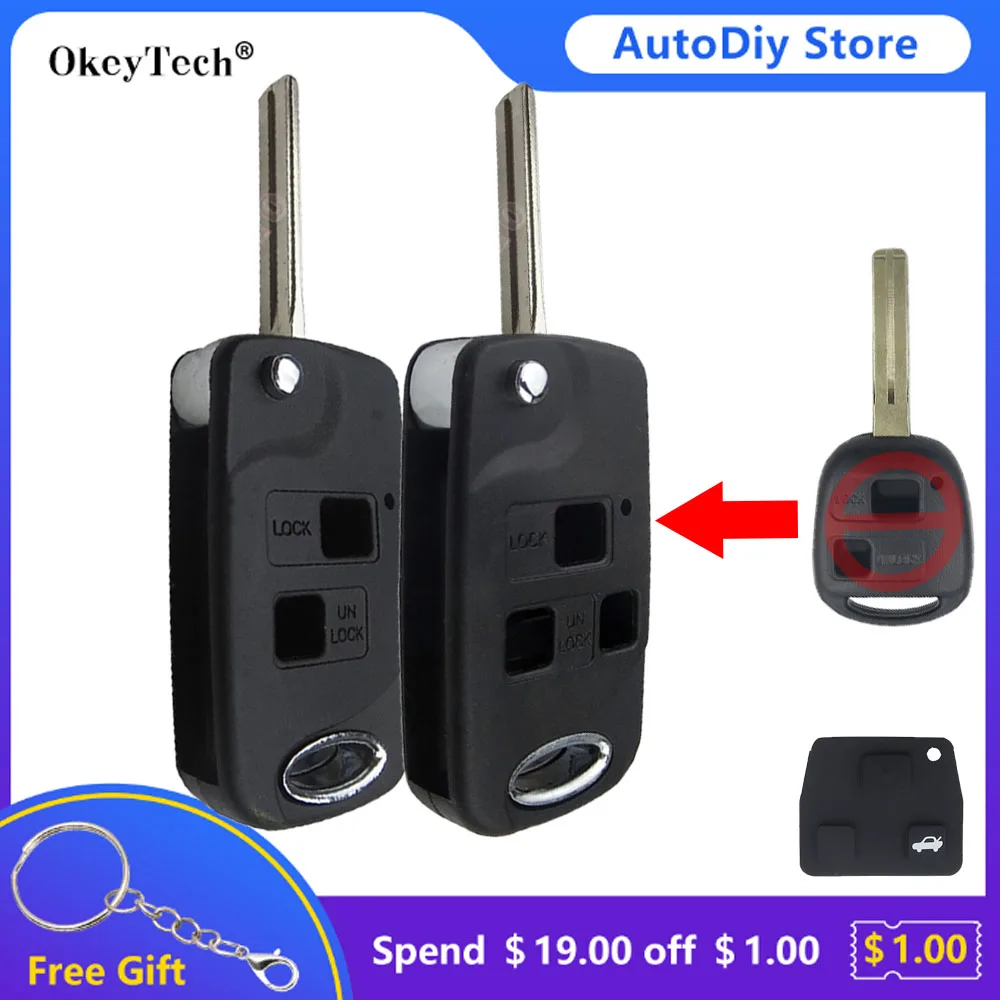 Okeytech 2/3 Button Modified Flip Remote Car Key Shell Case Fob For Toyota FJ/Land Cruiser Camry For Lexus With Button Pad Toy43
Okeytech 2/3 Button Modified Flip Remote Car Key Shell Case Fob For Toyota FJ/Land Cruiser Camry For Lexus With Button Pad Toy43