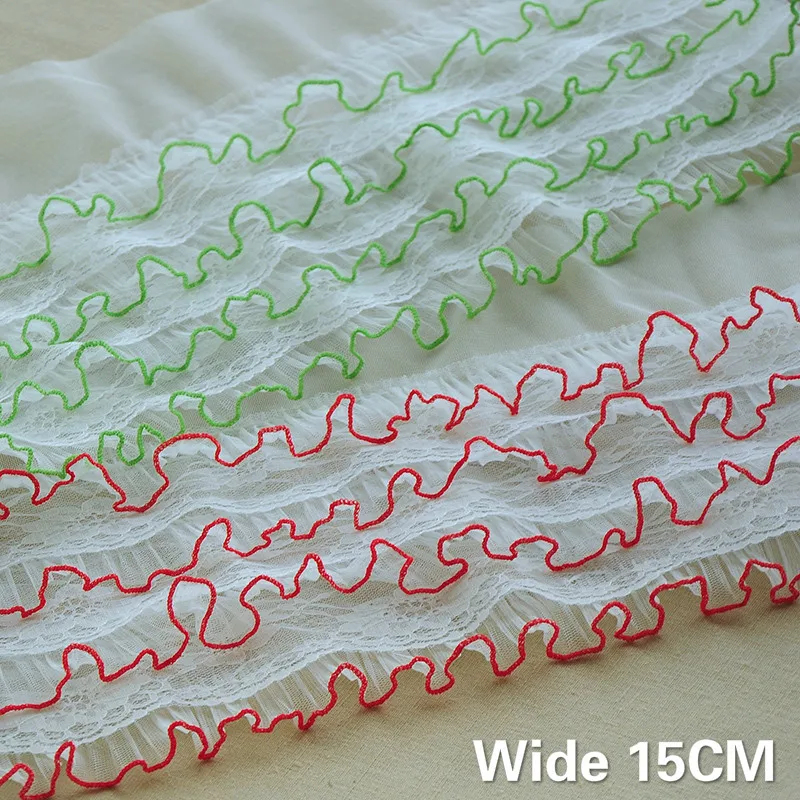 

15CM Wide Beautiful Multi Layers 3d Voile Pleated Lace Fabric Fringe Ribbon Princess Dress Ruffle Trim DIY Sewing Guipure Supply