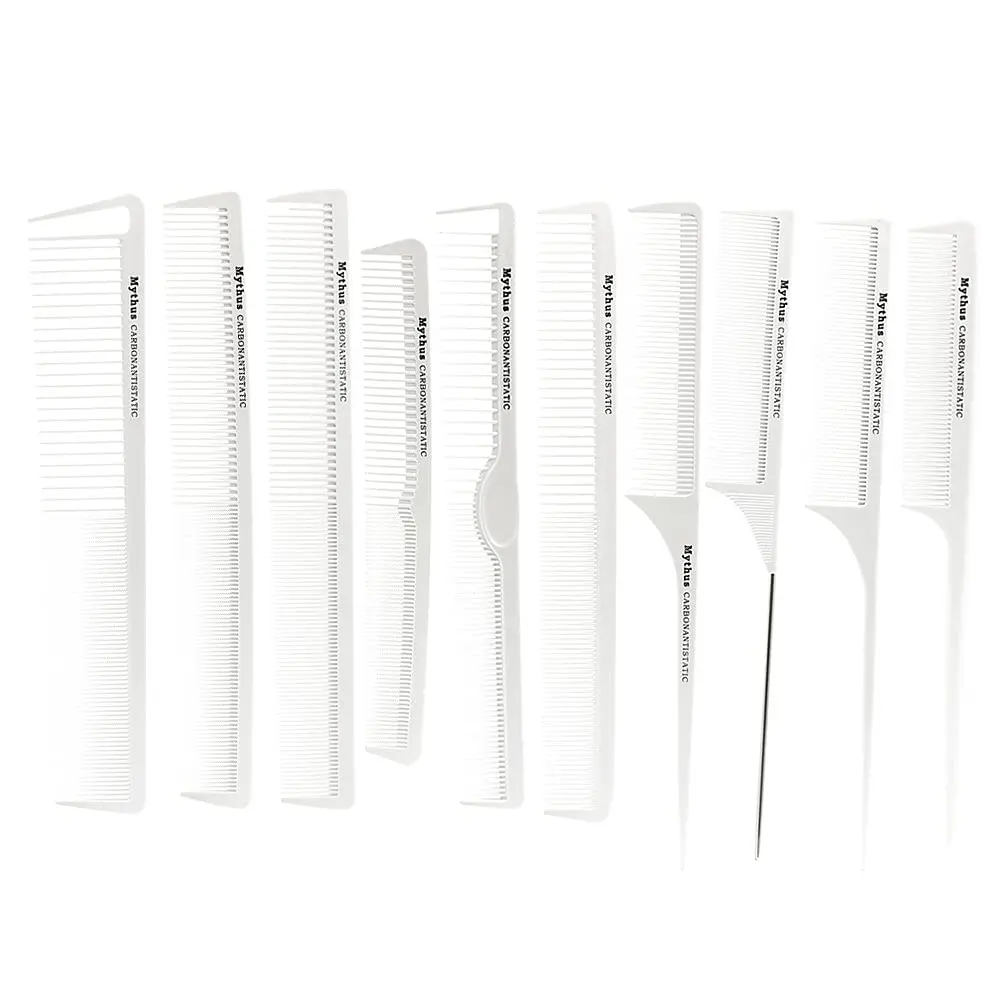 

Mythus 10 Deisgns White Hairdressing Carbon Comb For Haircut Barber Metal Tail Comb Hairstylist Teasing Comb Hairdresser Tools