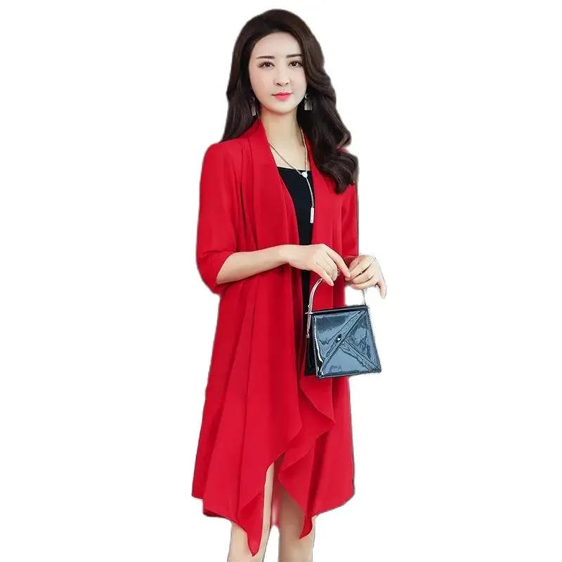 Summer Chiffon Cardigan Women Mid-Long Thin Coat Loose Sun Protection Clothing Summer Outcoat Chiffon Shawl Female Elegant 494
Summer Chiffon Cardigan Women Mid-Long Thin Coat Loose Sun Protection Clothing Summer Outcoat Chiffon Shawl Female Elegant 494