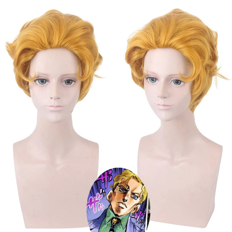 JoJo's Bizarre Adventure Kira Yoshikage Big Back Golden Yellow Short Cosplay Anime Synthetic Fiber Down hair craft Wig
JoJo's Bizarre Adventure Kira Yoshikage Big Back Golden Yellow Short Cosplay Anime Synthetic Fiber Down hair craft Wig