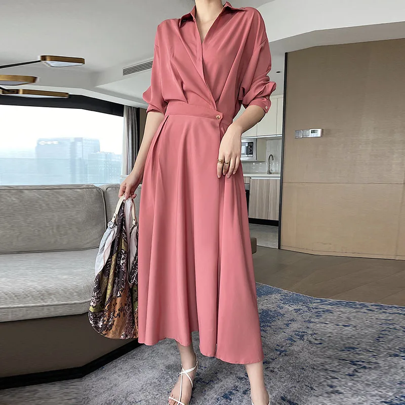Women Summer Shirts Dress One Piece Elegant Long Sleeve Turn Down Collar Female A-Line Dresses Ladies French Vestidos Sundress
Women Summer Shirts Dress One Piece Elegant Long Sleeve Turn Down Collar Female A-Line Dresses Ladies French Vestidos Sundress