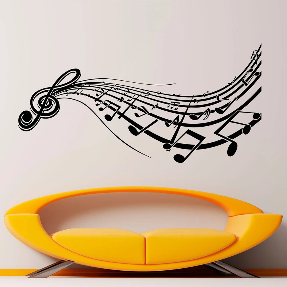 

Music Wall Decal Treble Clef Notes Vinyl Wall Sticker Music Family Decor Removable Bedroom Living Room Decoration Mural X326