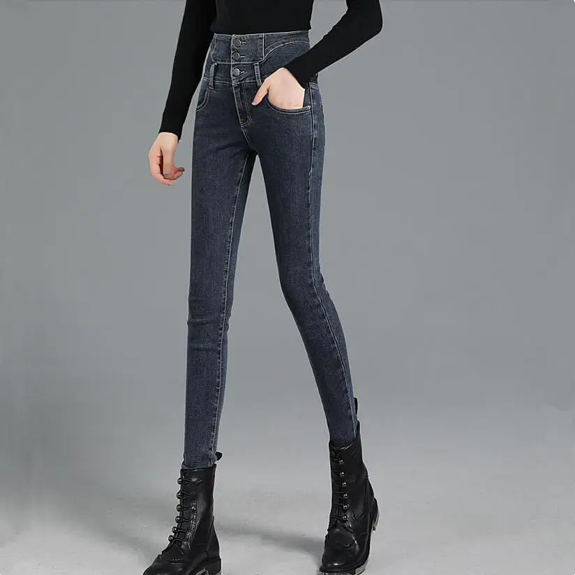 Spring Autumn Plus Size Button Fly Women Jeans High Waist Pencil Pants Women High Elastic Skinny Pants Stretchy Women Trousers
Spring Autumn Plus Size Button Fly Women Jeans High Waist Pencil Pants Women High Elastic Skinny Pants Stretchy Women Trousers