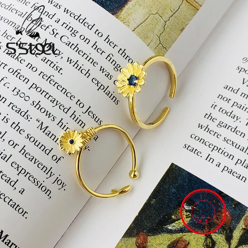 S'steel Flower Design Rings For Women 925 Silver Zircon Open Gold Resizable Vintage Ring Gumus Yuzuk Anelli Boho Fine Jewelry
S'steel Flower Design Rings For Women 925 Silver Zircon Open Gold Resizable Vintage Ring Gumus Yuzuk Anelli Boho Fine Jewelry