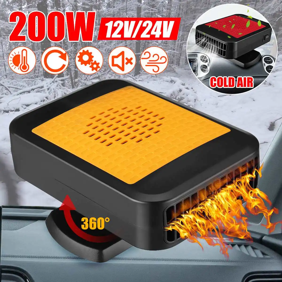 Портативный автомобильный обогреватель, 12 В/24 В, 200 Вт, 2 в 1
Портативный автомобильный обогреватель, 12 В/24 В, 200 Вт, 2 в 1