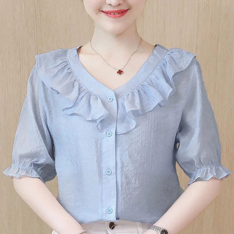 Футболка с Короткими Рукавами Летняя Блузка для женщин Blusas Mujer De Moda 2021 Женская одежда с v-образным вырезом, платья с рюшами, шифоновая блузка, ...
Футболка с Короткими Рукавами Летняя Блузка для женщин Blusas Mujer De Moda 2021 Женская одежда с v-образным вырезом, платья с рюшами, шифоновая блузка, ...